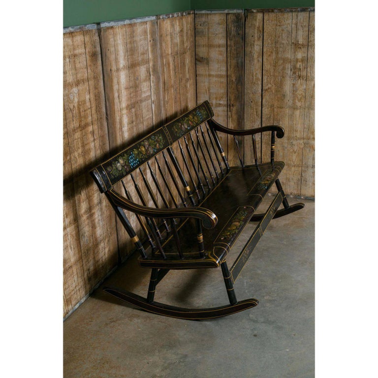 American Wooden Mammy Bench Rocker Circa 1890 Hand Painted By
