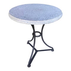 Vintage Pair of Gray and Black Belgian Iron and Terrazzo Gueridon Bistro Tables