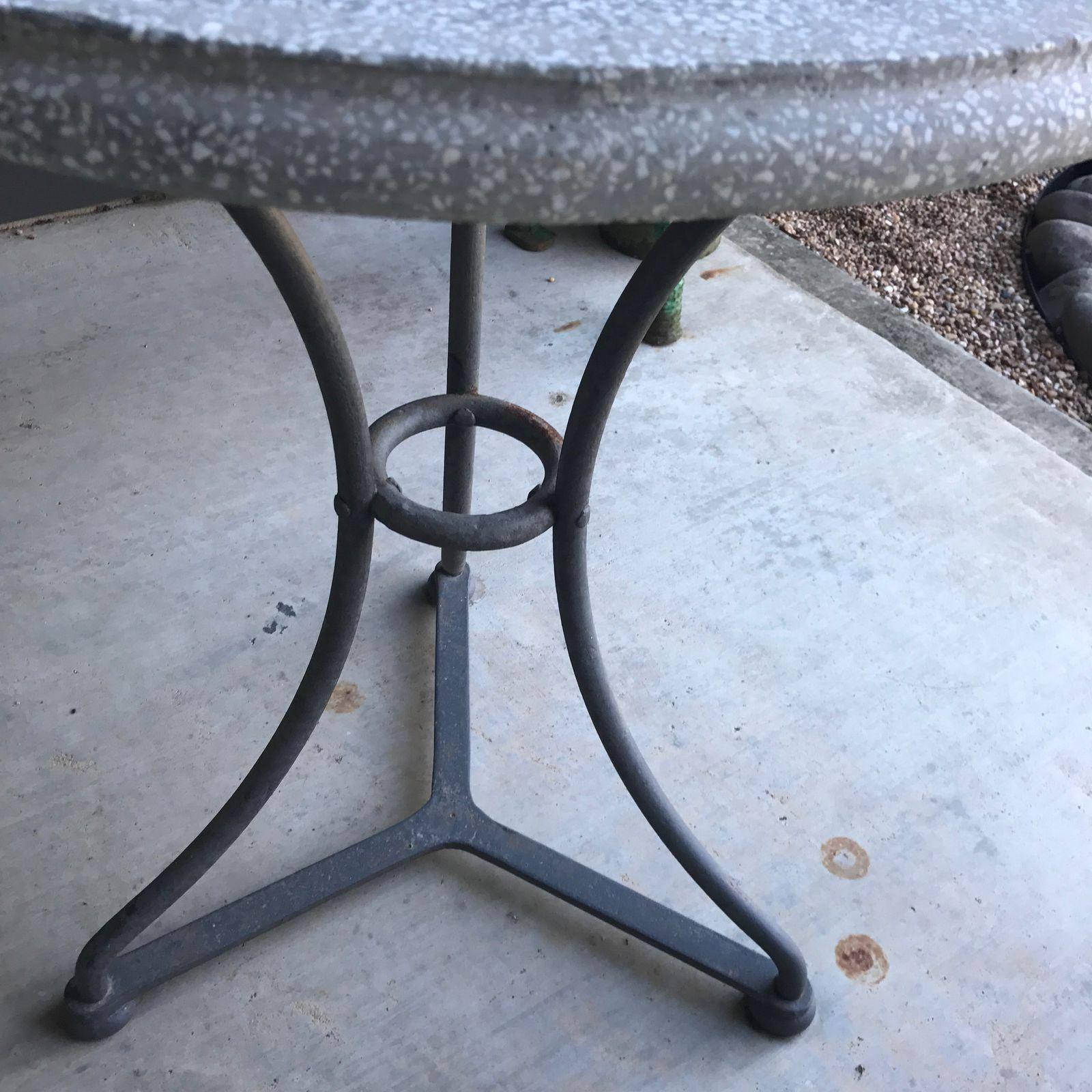 Mid-Century Modern Pair of Gray and Black Belgian Iron and Terrazzo Gueridon Bistro Tables