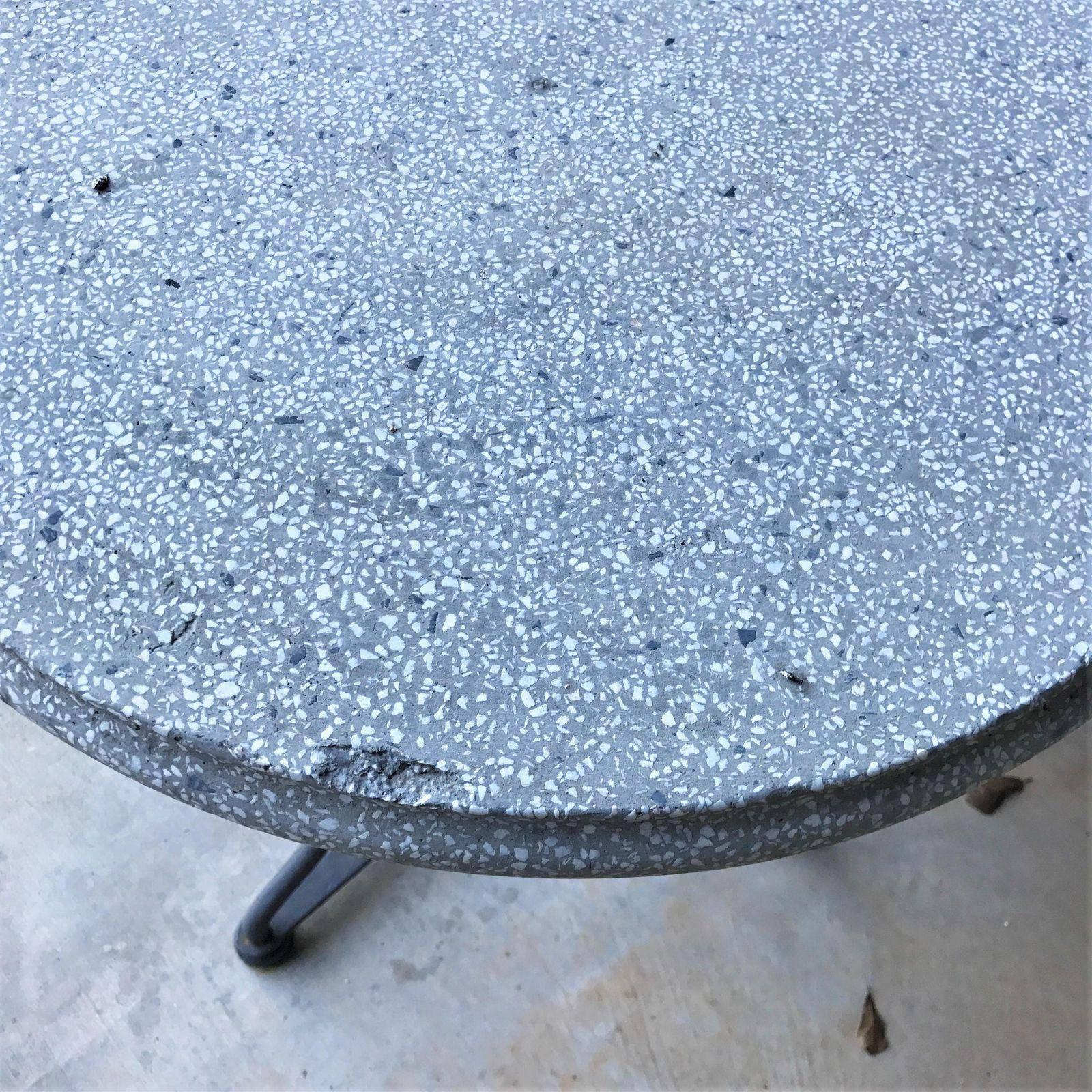 Pair of Gray and Black Belgian Iron and Terrazzo Gueridon Bistro Tables In Good Condition In Houston, TX