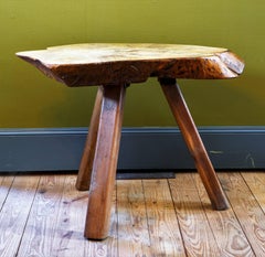 Rustic Live Edge Wood Slab Table with Three Legs