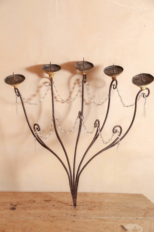 19th Century Pair of Large Italian Sconce Arms
