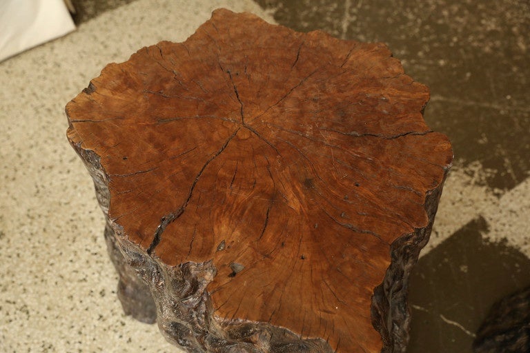 Pair of Large Wood Stump Tables