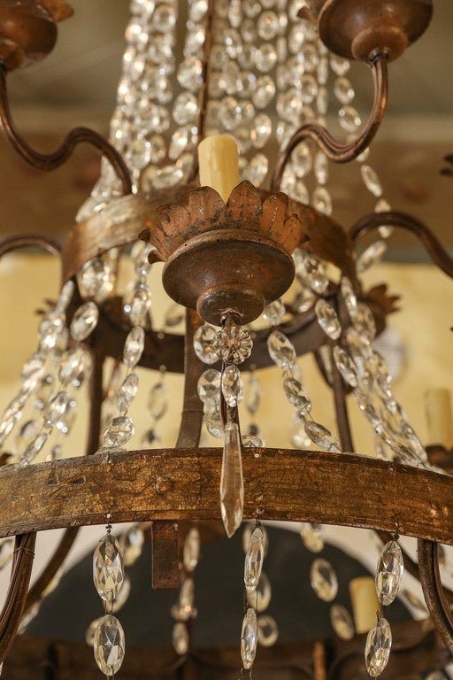 Large Gilt-Iron Italian Chandelier In Excellent Condition In Houston, TX