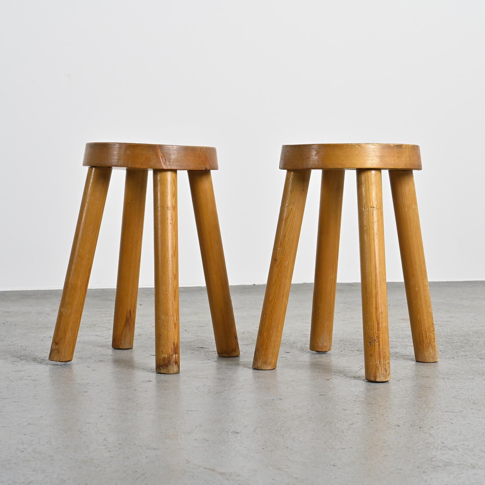20th Century Stools by Charlotte Perriand for les Arcs 1600, circa 1965 For Sale