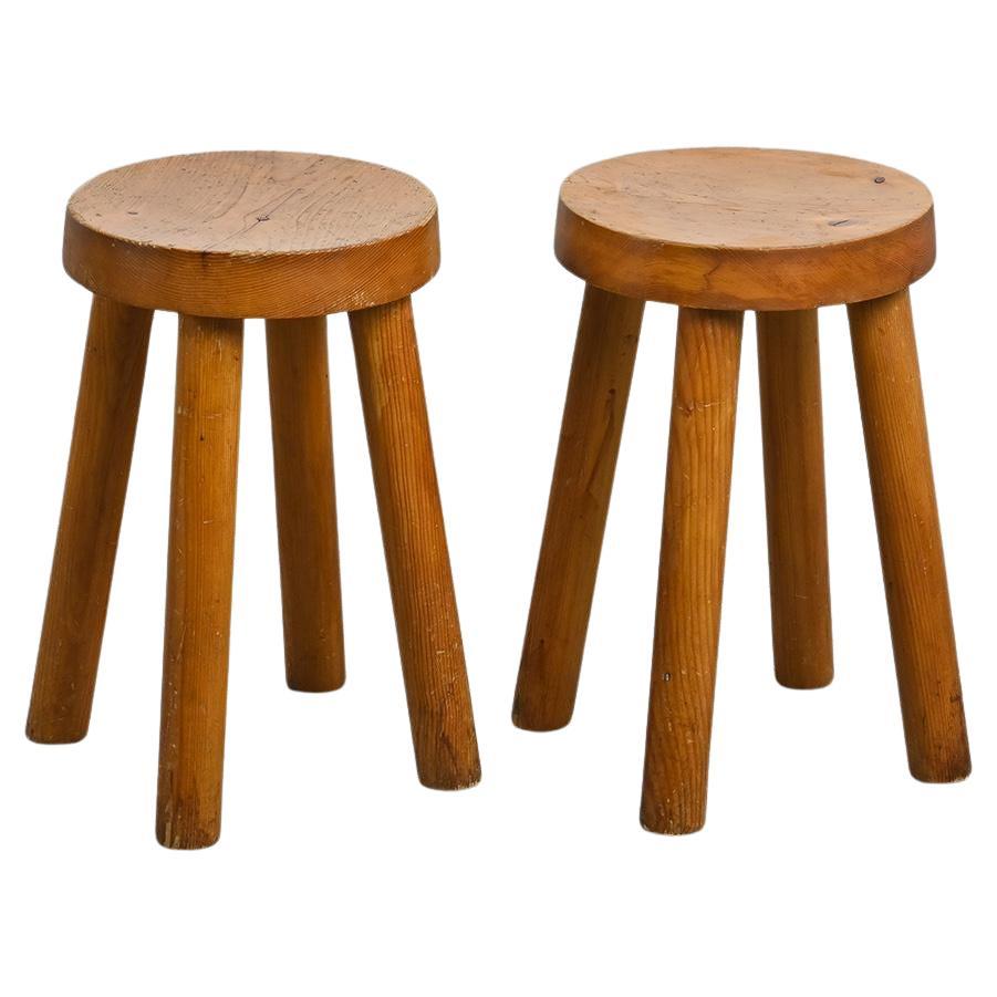 Pair of stools by Charlotte Perriand for les Arcs 1600, circa 1965