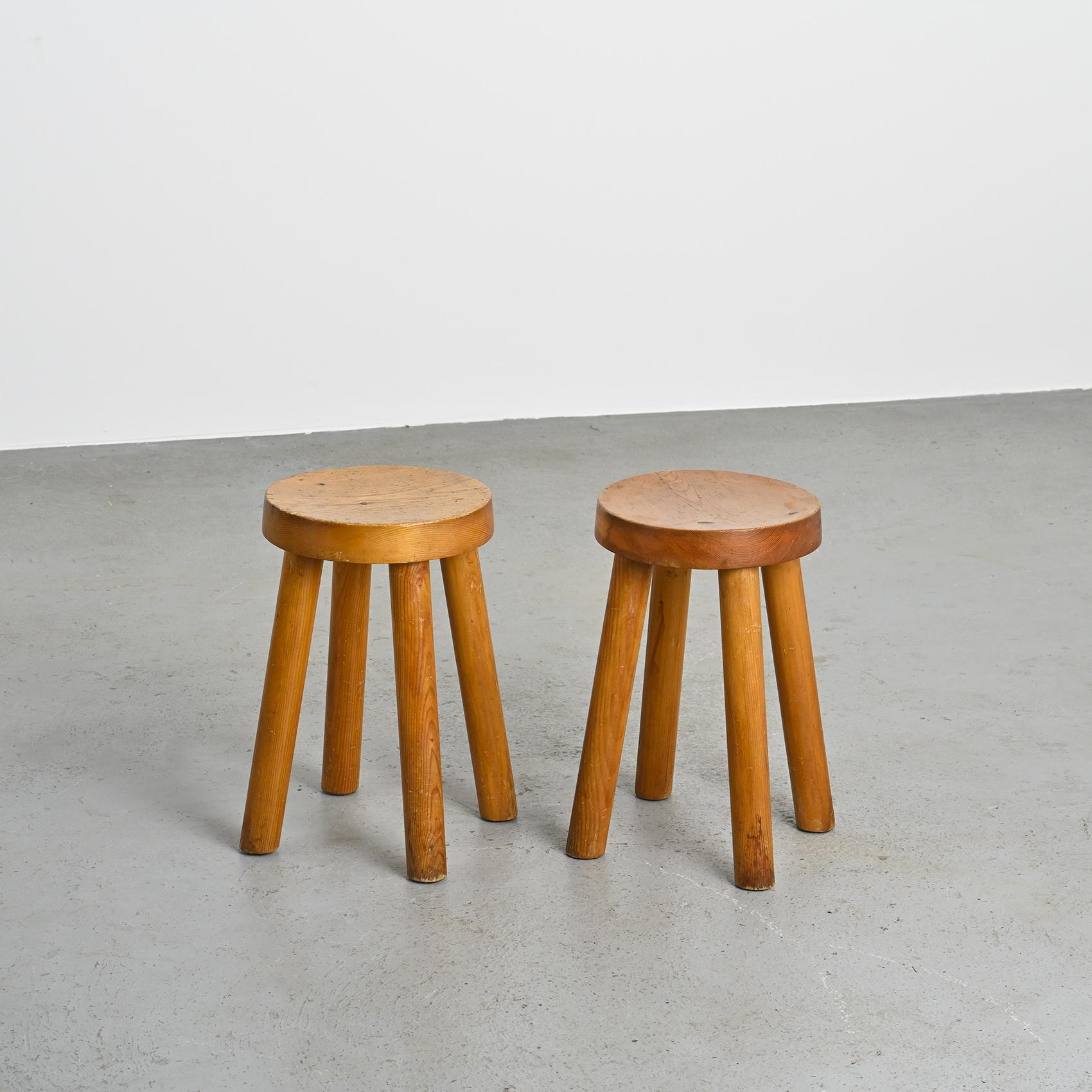 20th Century Pair of stools by Charlotte Perriand for les Arcs 1600, circa 1965 For Sale