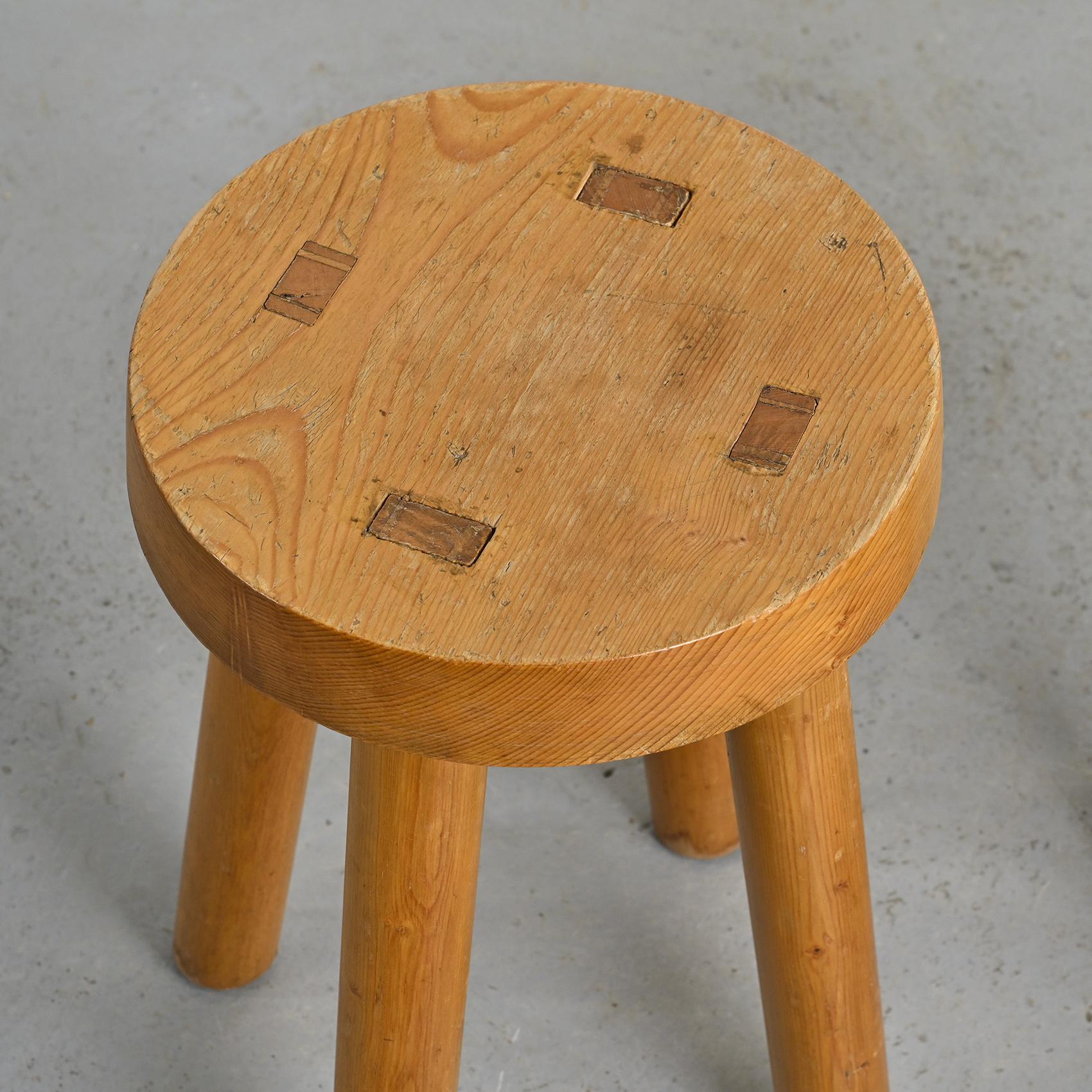 20th Century Pair of stools by Charlotte Perriand for les Arcs 1600, circa 1965 For Sale