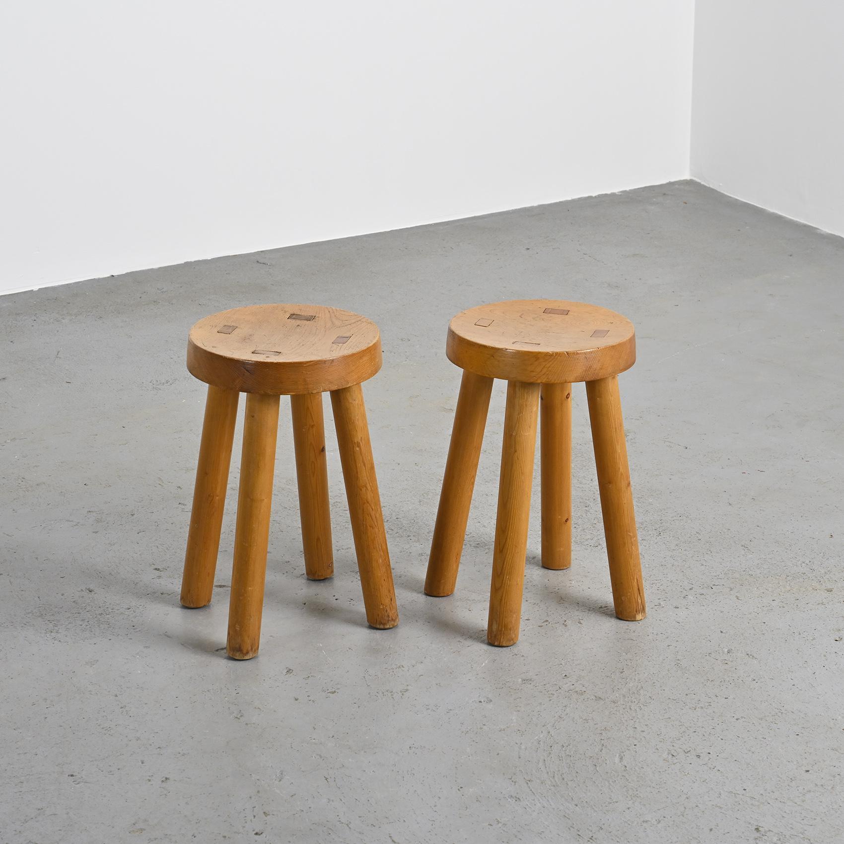 Pair of stools by Charlotte Perriand for les Arcs 1600, circa 1965 For Sale 1
