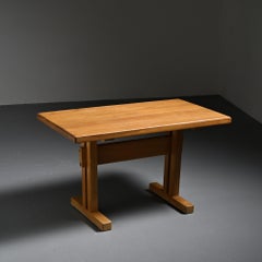 Rectangular elm table for Les Arcs, Charlotte Perriand, 1970s