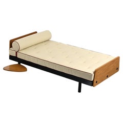 Jean Prouvé Scal Bed, Black Steel & Oak, Mid-Century Modern, France