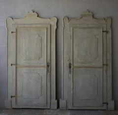 19th Century Italian Doors with Carved Frame