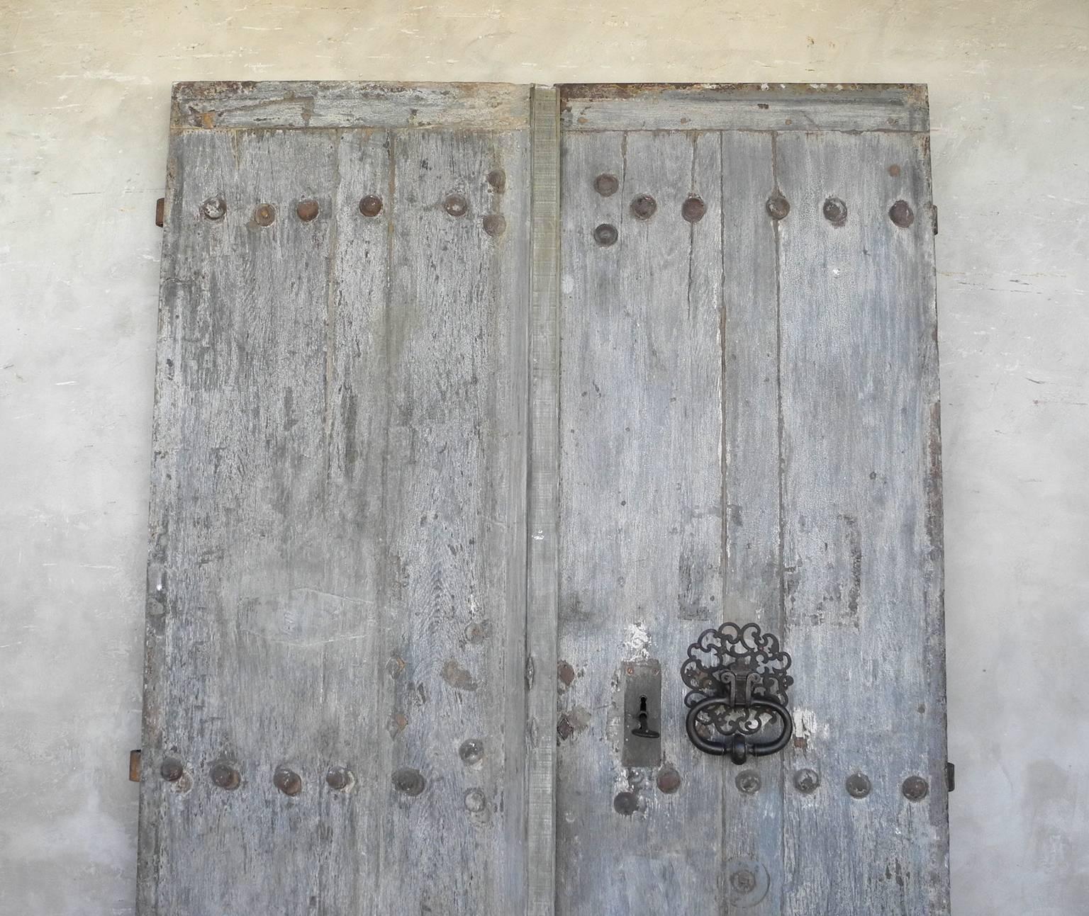 French Pair of Antique Reclaimed Entrance Doors from a Bastide outside of Saint-Emilion