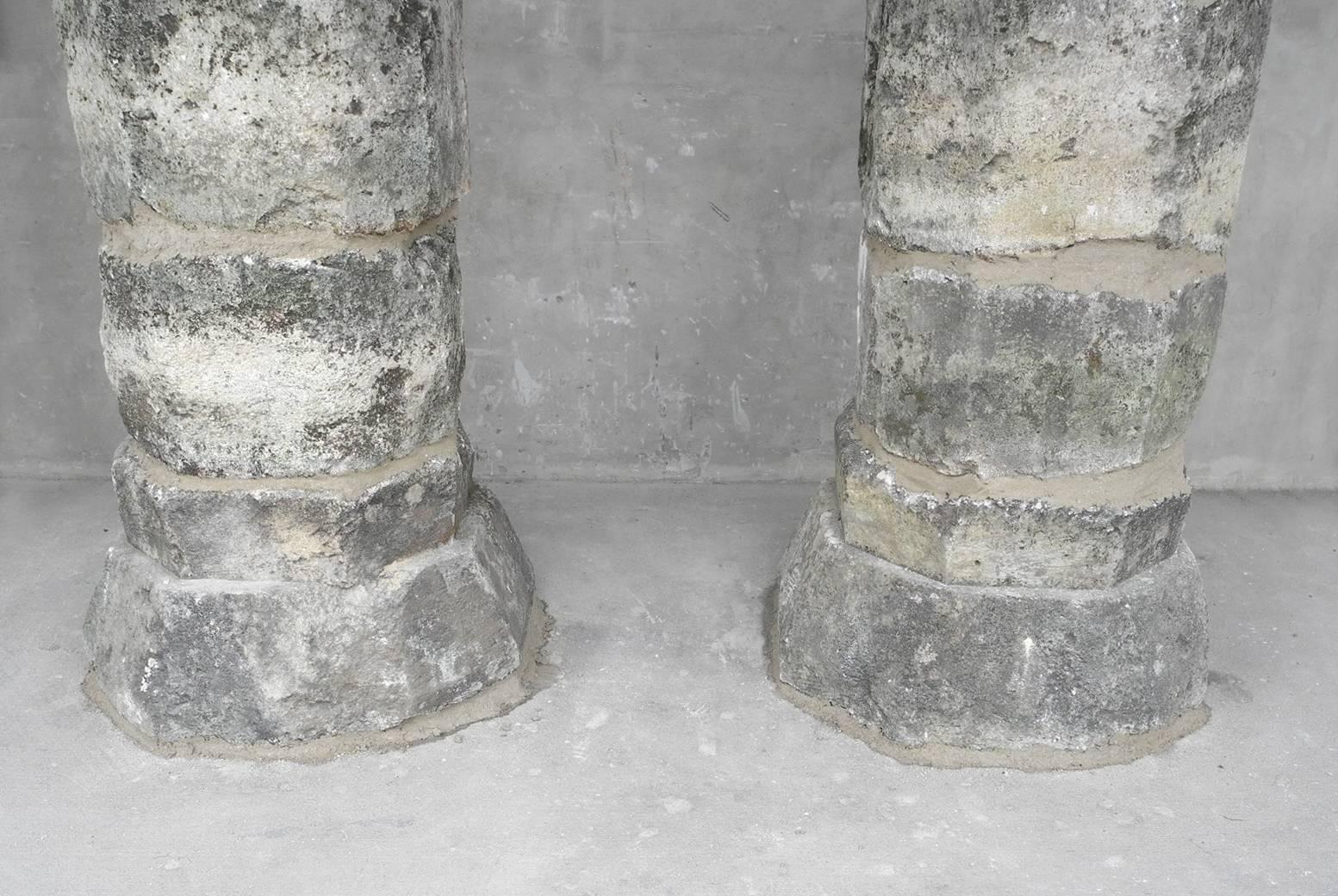 18th Century and Earlier Pair of 17th Century Limestone Columns from a Property in Montpellier, France For Sale