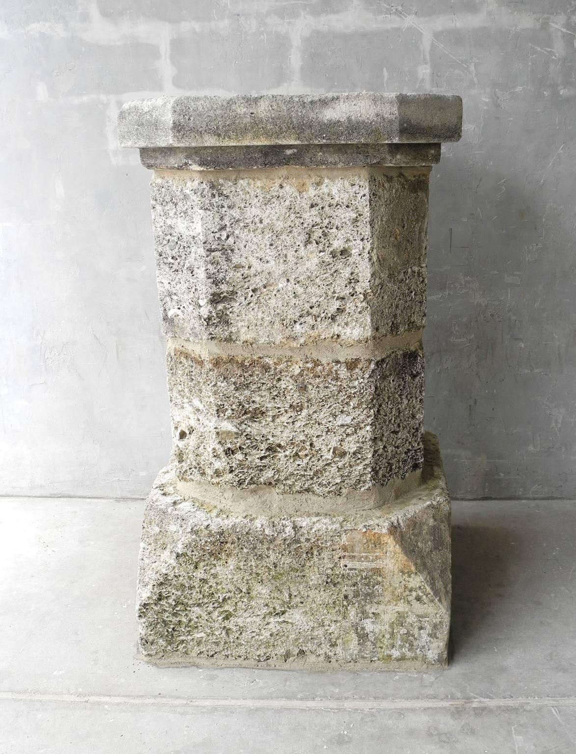 French Antique Pair of 17th Century Limestone Columns from Bezier, France