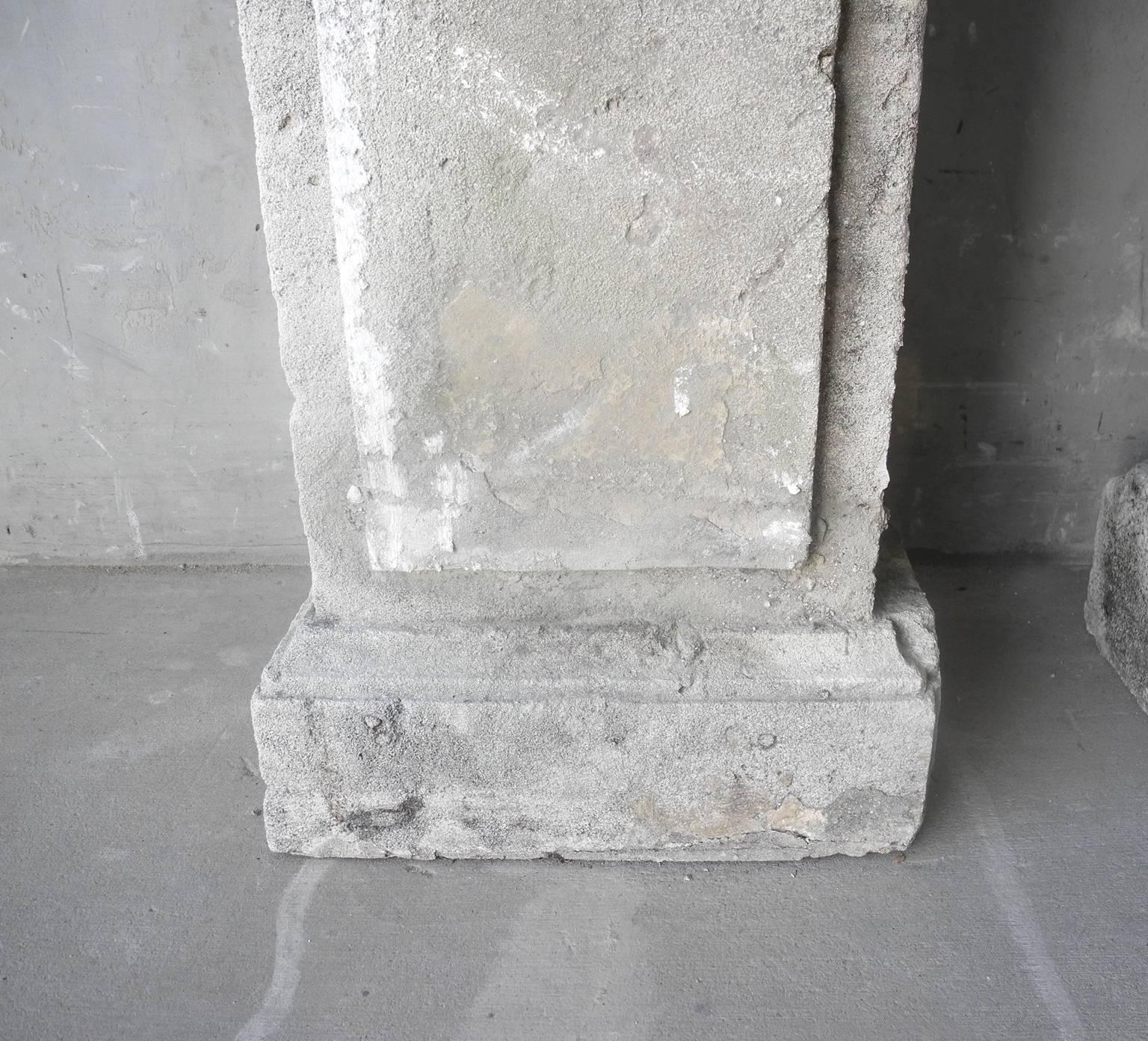 French Antique Pair of Small Limestone 19th Century Columns from Meze, France
