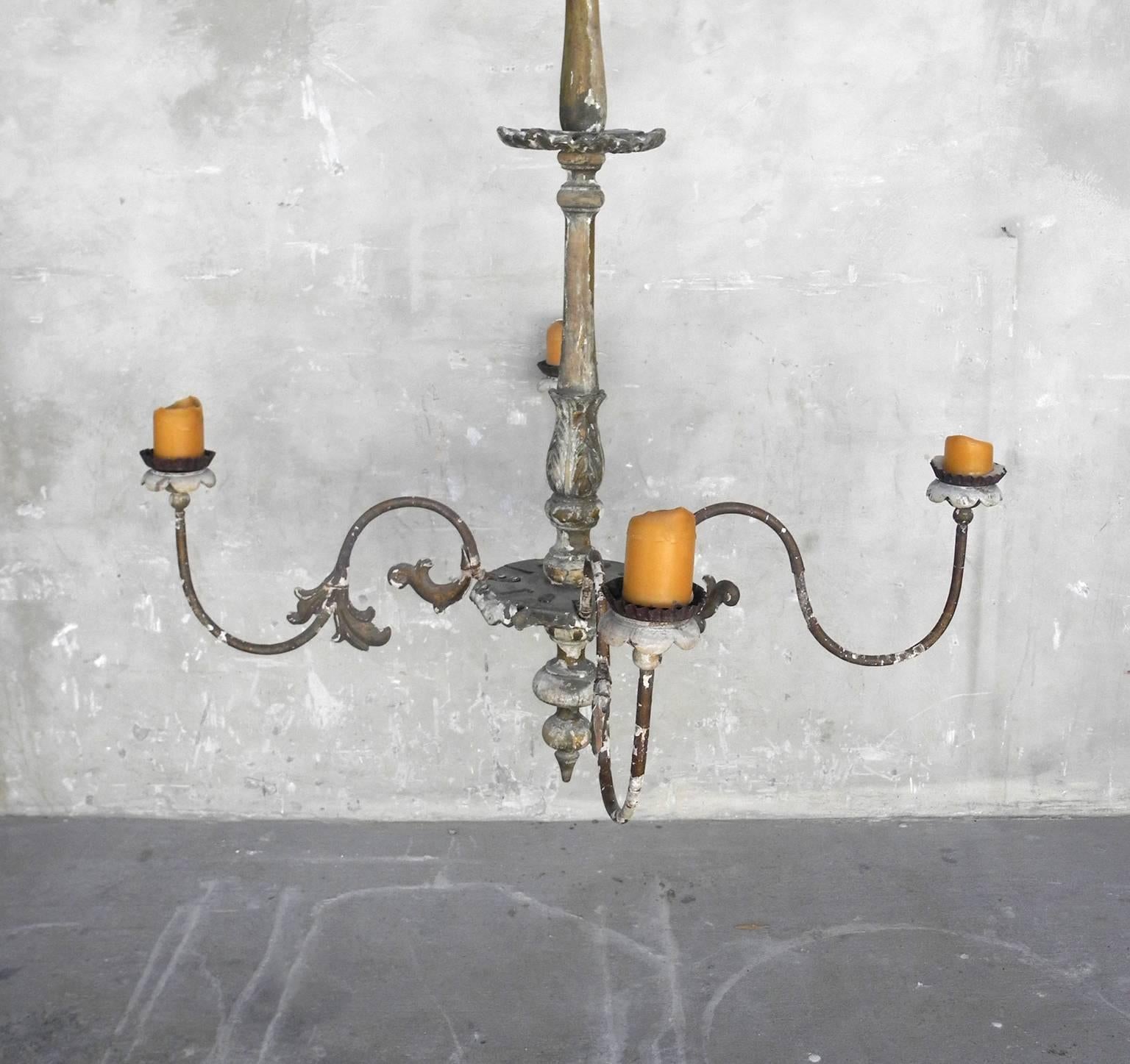 19th Century French Chandelier with Four Candelabra Arms 3