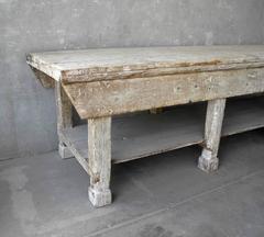 Large Italian Ceramic Sculptor's Table with Bleached Patina and Column Legs