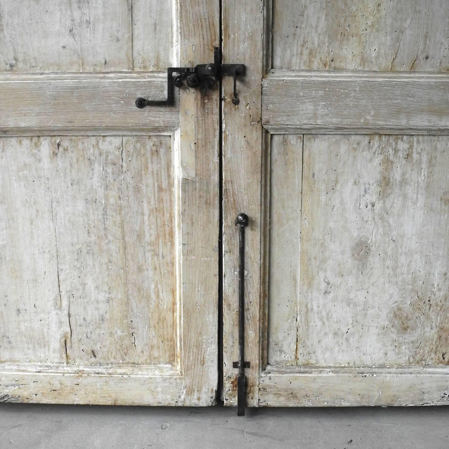 18th Century and Earlier Antique Pair of Grand 18th Century Doors from Naples, Italy with Crown Frame