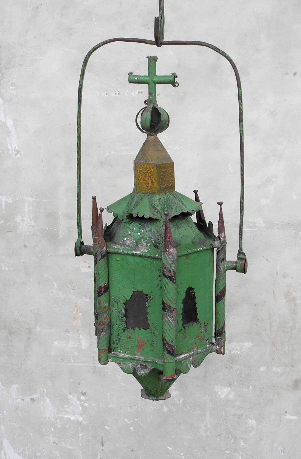 18th century green French processional lantern.