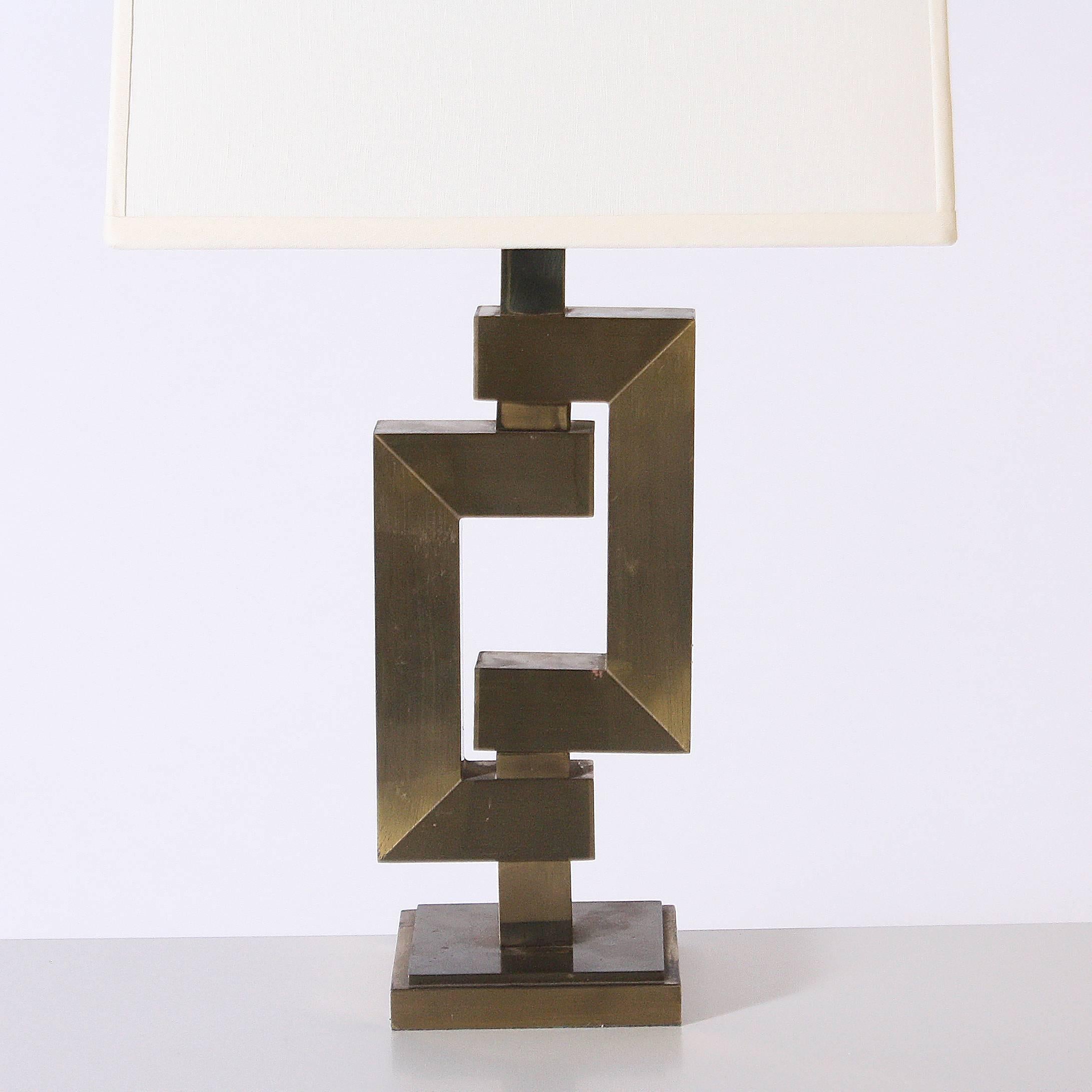 French Brass Table Lamp, circa 1970 In Good Condition In Dallas, TX
