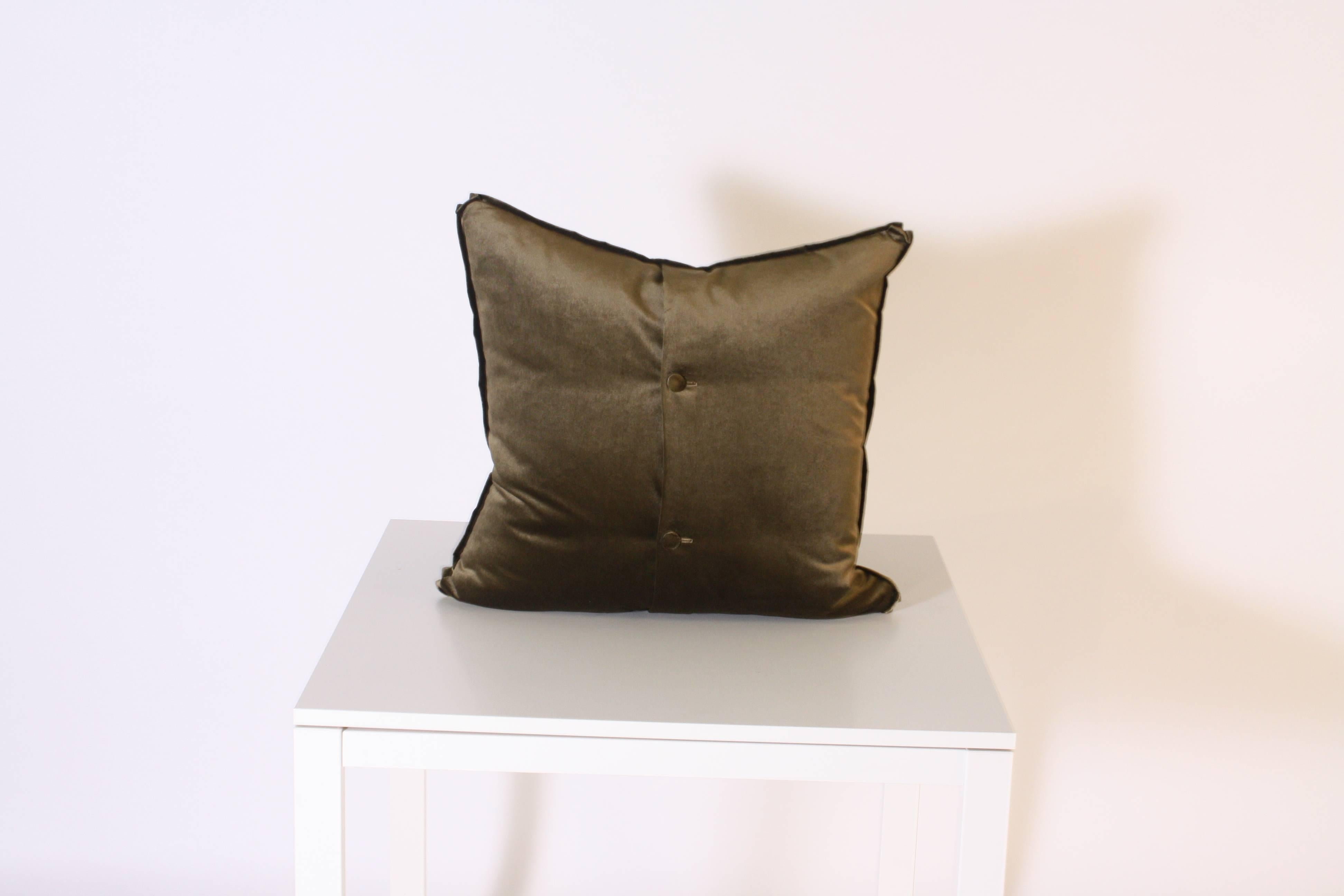 Pair of stripe pillows upholstered in Kravet velvet
