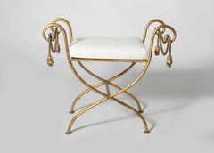 French Gilded Iron Dressing Bench, circa 1950