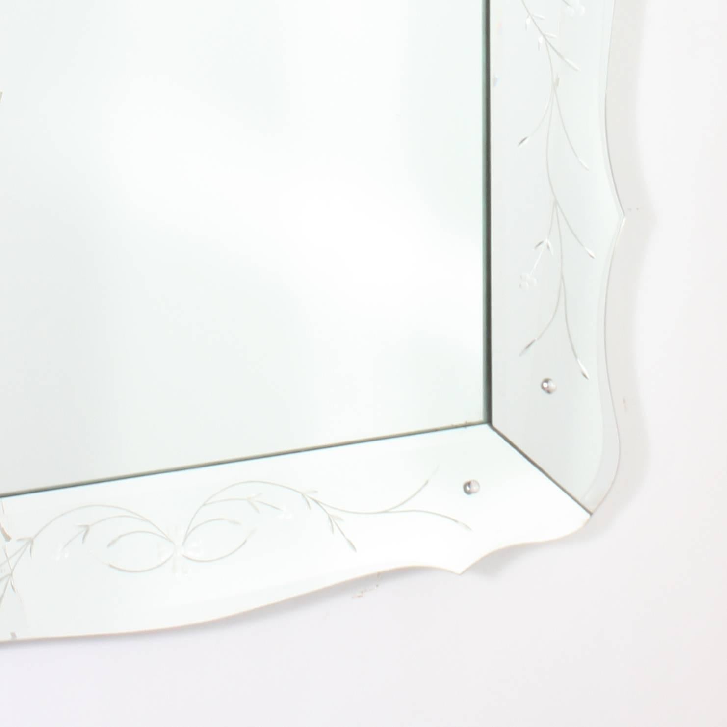 French Mirror Frame Mirror with Flower Motif, circa 1940 In Good Condition In Dallas, TX