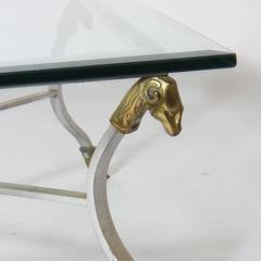 French Iron and Brass Coffee Table in the Style of Jansen, circa 1970