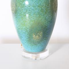 Blue and Green Ceramic Lamp in the Style of Royal Haeger, circa 1950