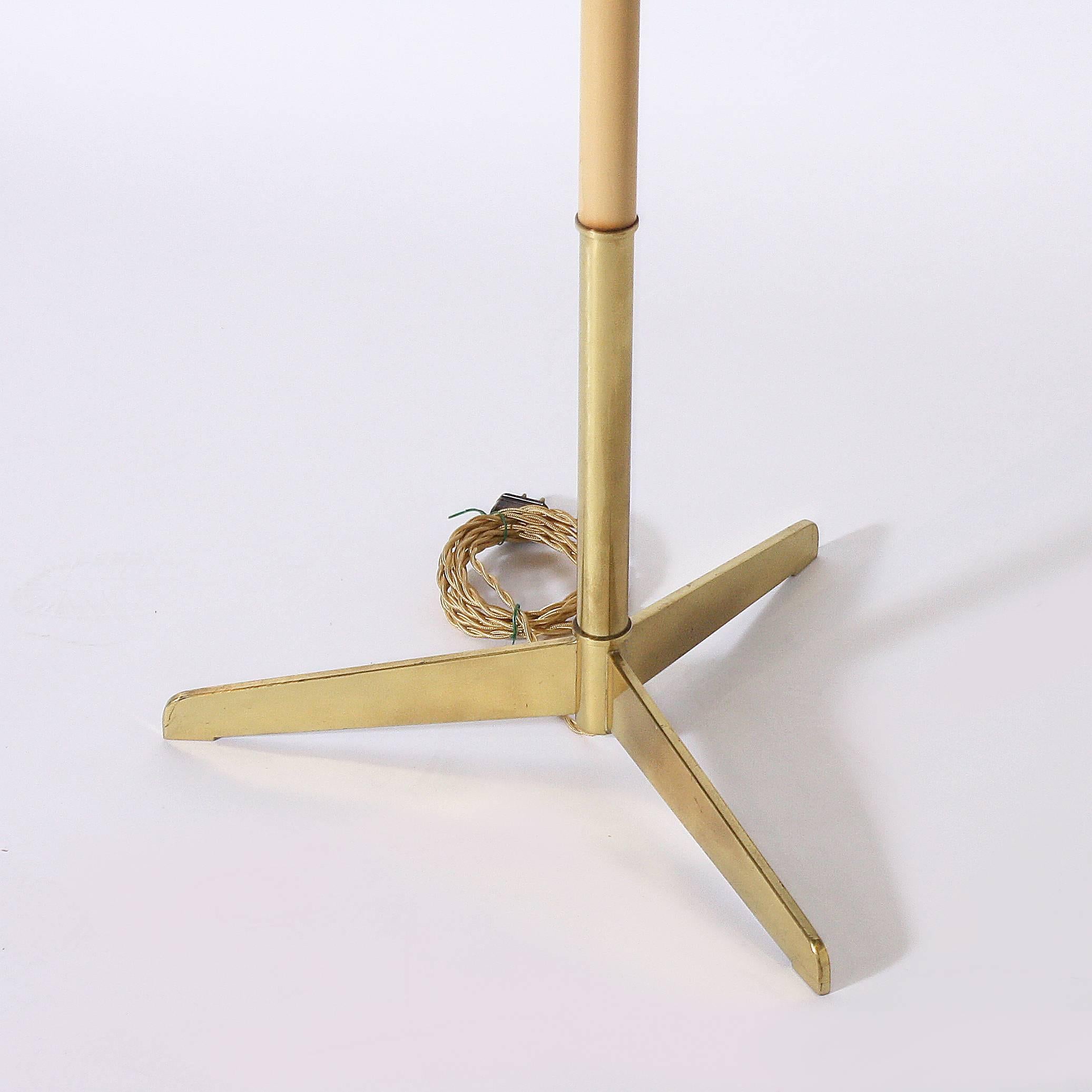 Italian Wood and Brass Lamp, circa 1950 1