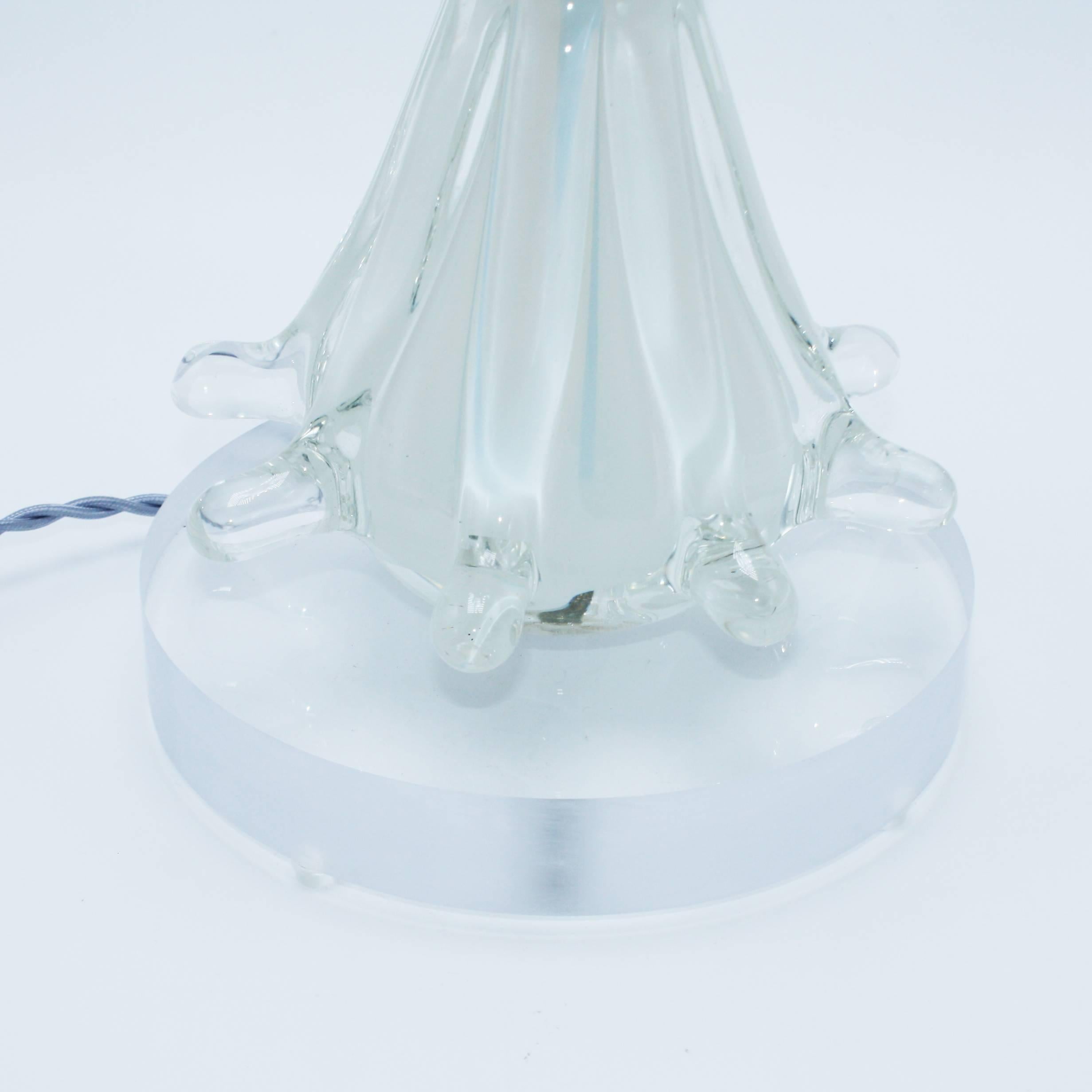 Mid-20th Century Pair of Opaline Murano Glass Lamps, circa 1940