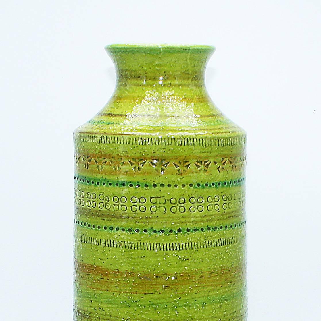 Large Green Italian Ceramic Vase in the Style of Raymor, circa 1960 In Excellent Condition In Dallas, TX