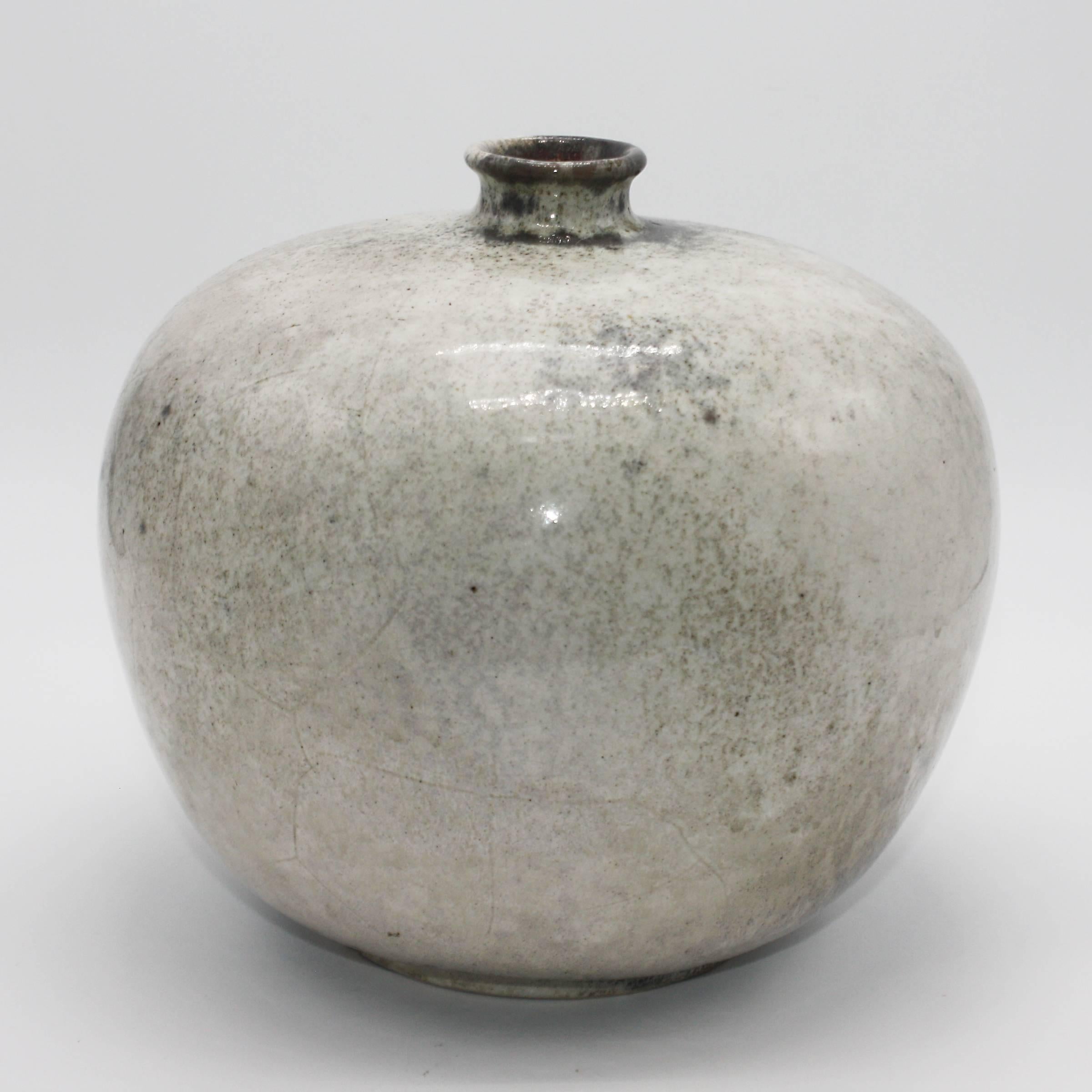 Mid-20th Century Small White and Gray Ceramic Vase, circa 1940