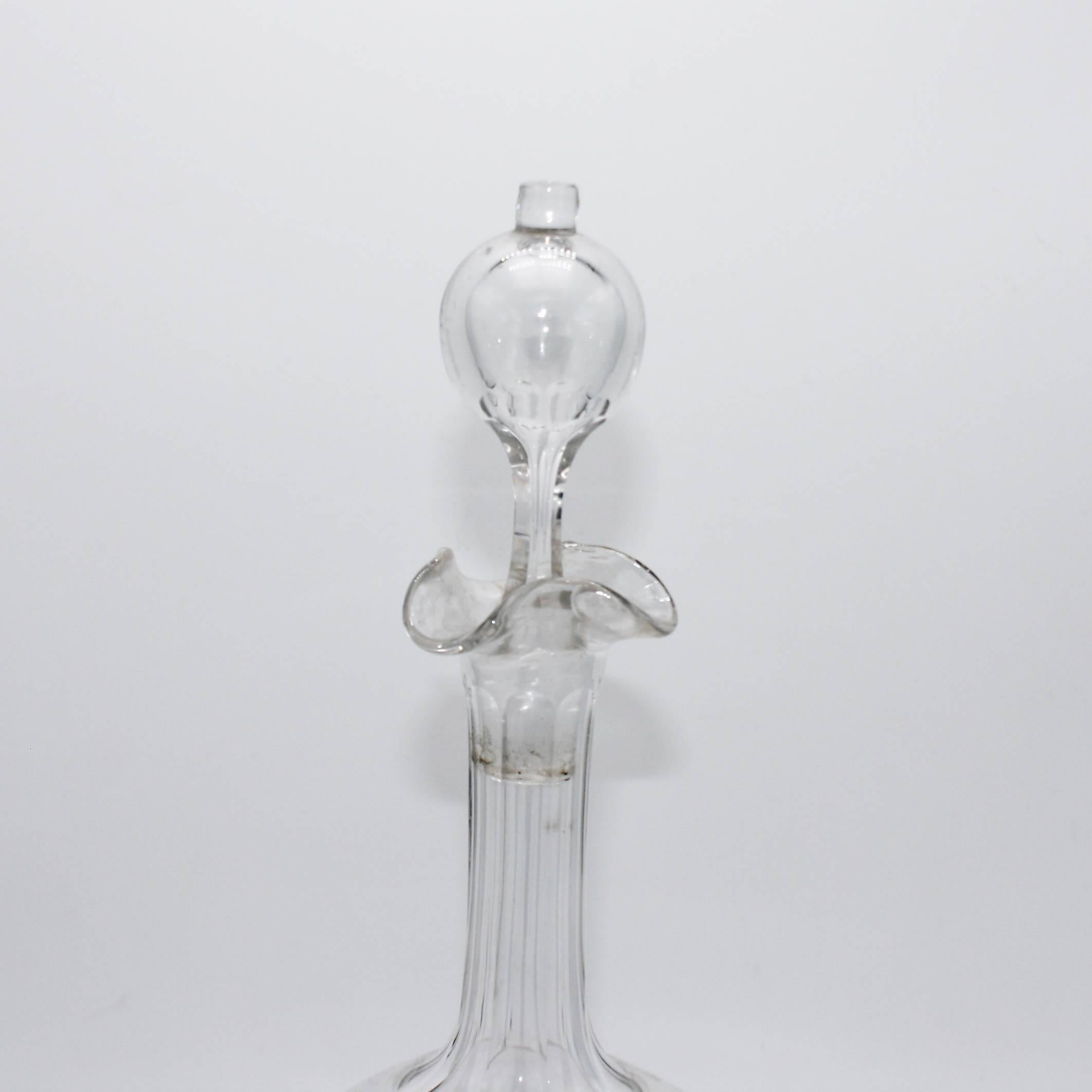 Georgian clear crystal decanter, circa 1850.
  