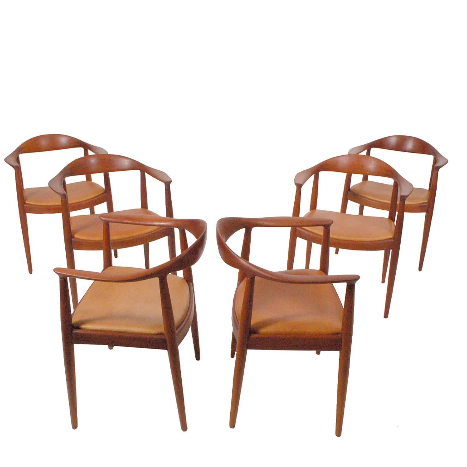 Set of Six Teak Classic Chairs by Hans Wegner for Johannes Hansen In Excellent Condition In Hudson, NY