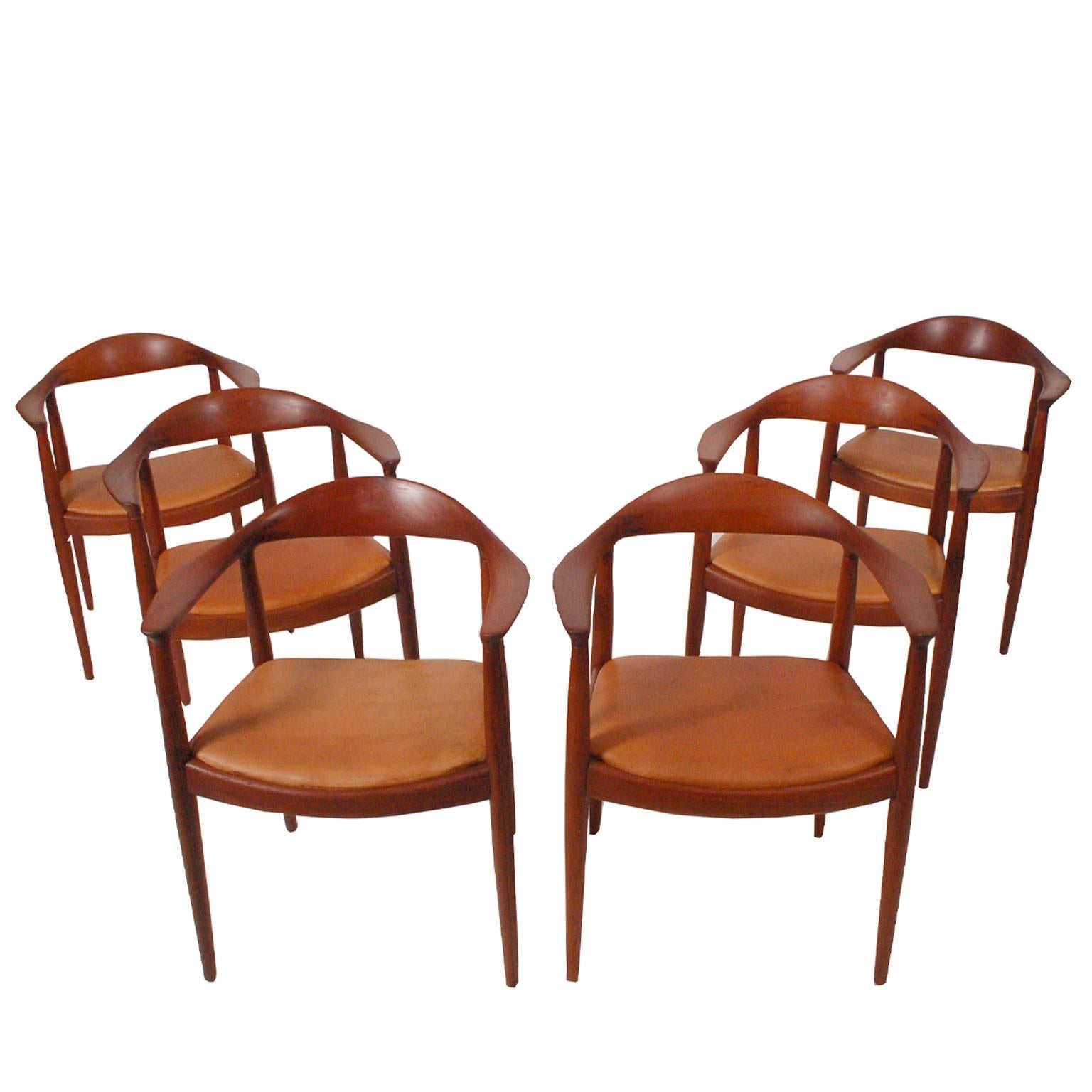 Danish Set of Six Teak Classic Chairs by Hans Wegner for Johannes Hansen