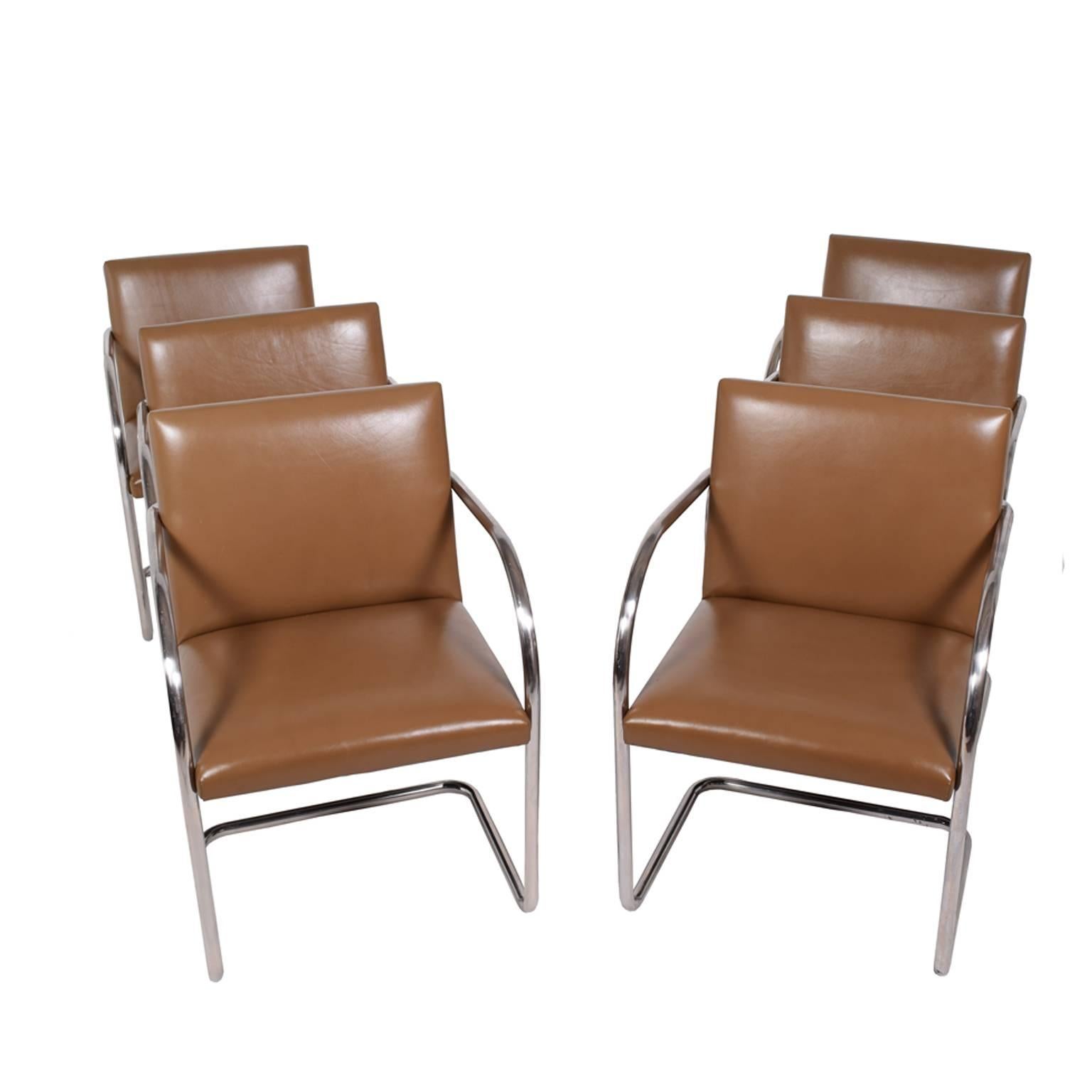 American Set of Six Brno Chairs by Mies van der Rohe for Knoll
