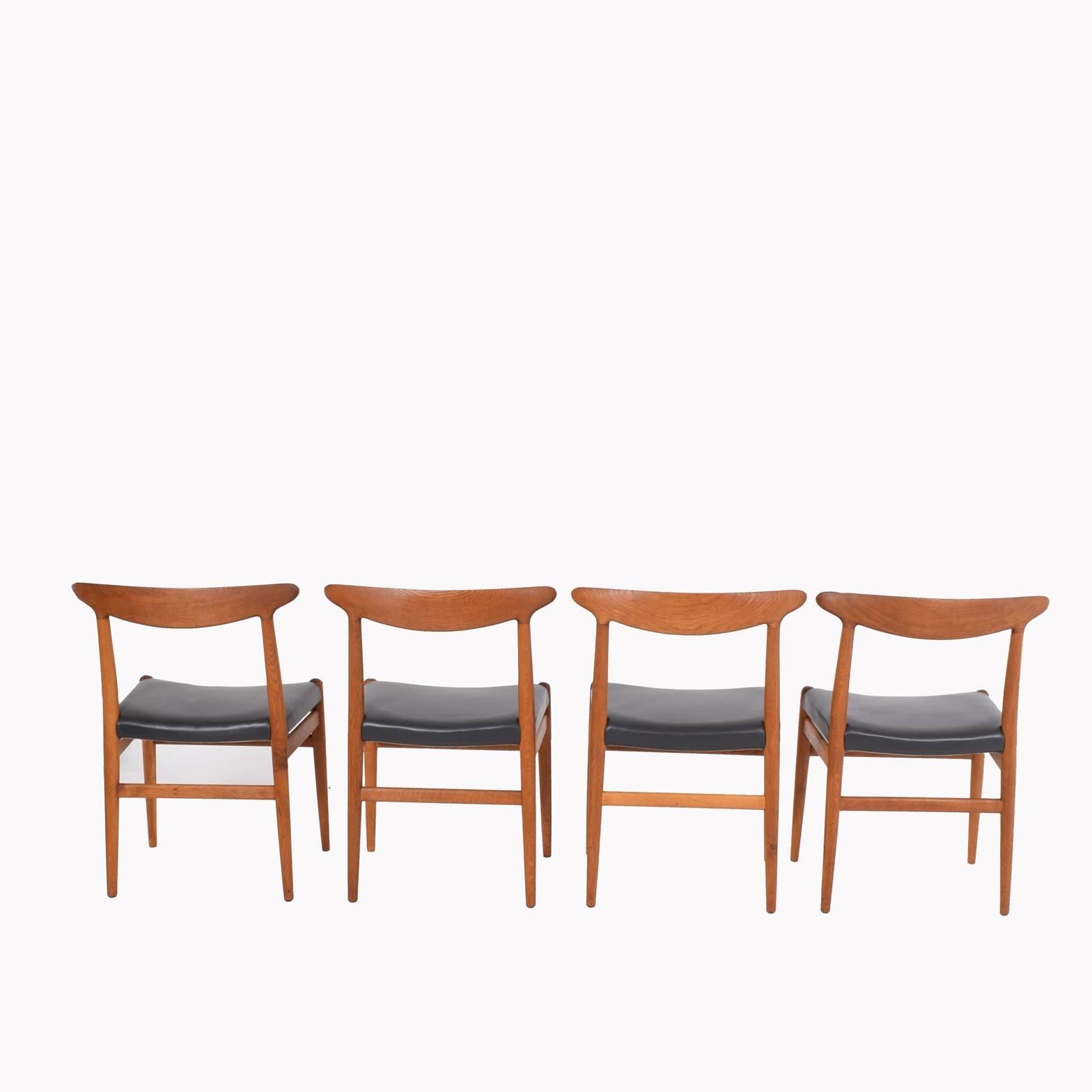 Scandinavian Modern Set of Four Hans J. Wegner Side Chairs for C M Madsen