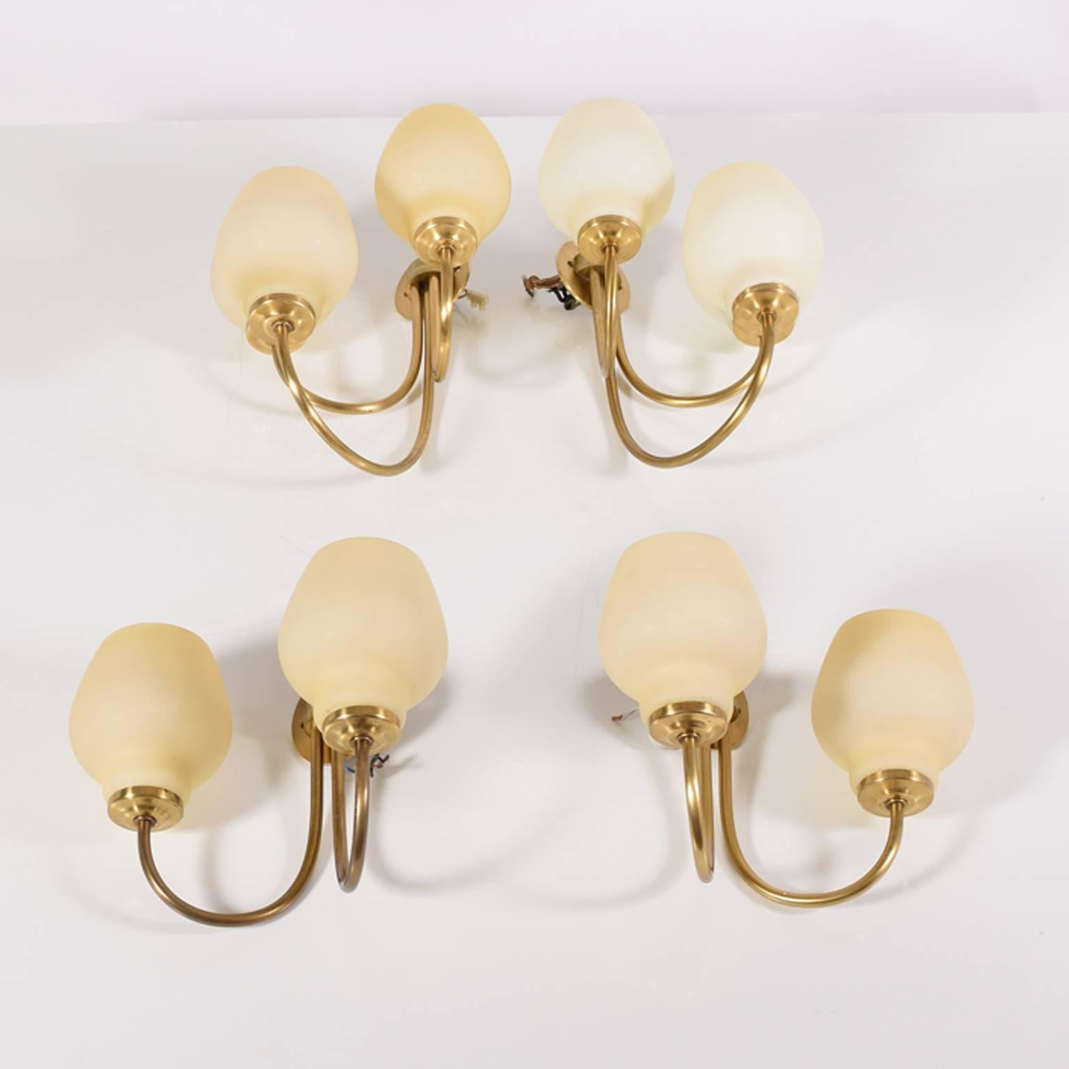 Four Wall Sconces Attributed to Vilhelm Lauritzen In Excellent Condition In Hudson, NY