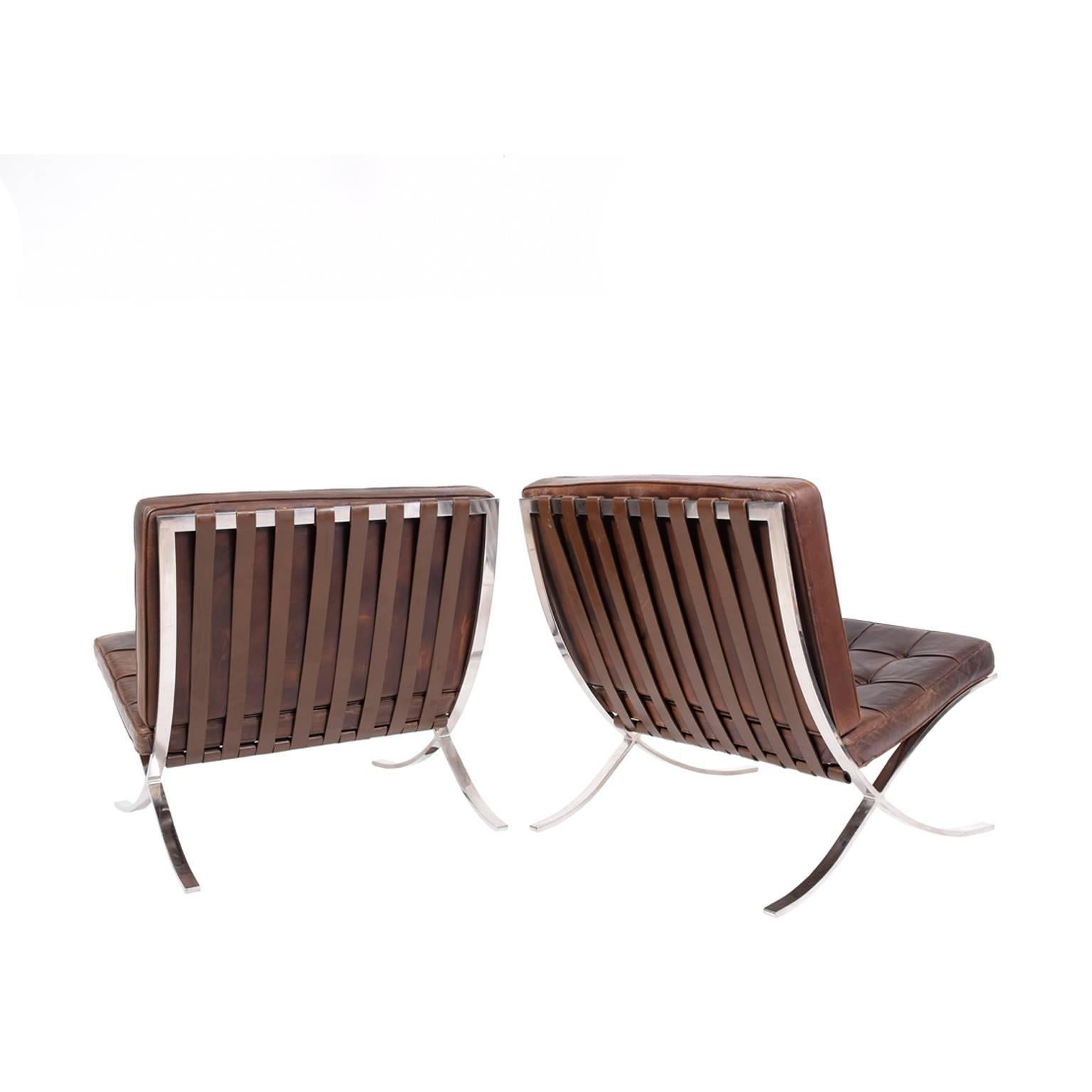 American Pair of 1975 Barcelona Chairs by Mies van der Rohde for Knoll