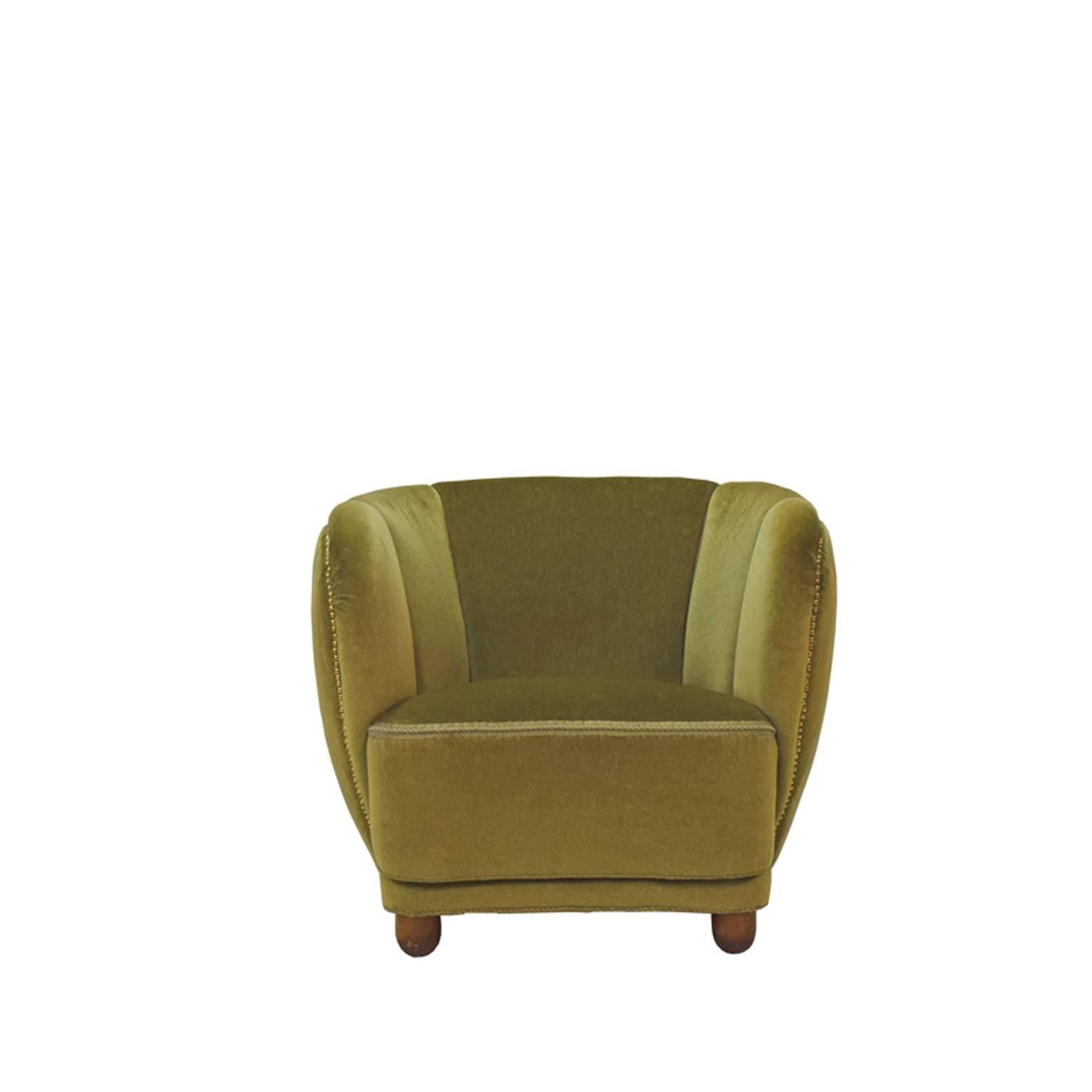 Scandinavian Modern 1940s Danish Free-Form Easy Chair For Sale