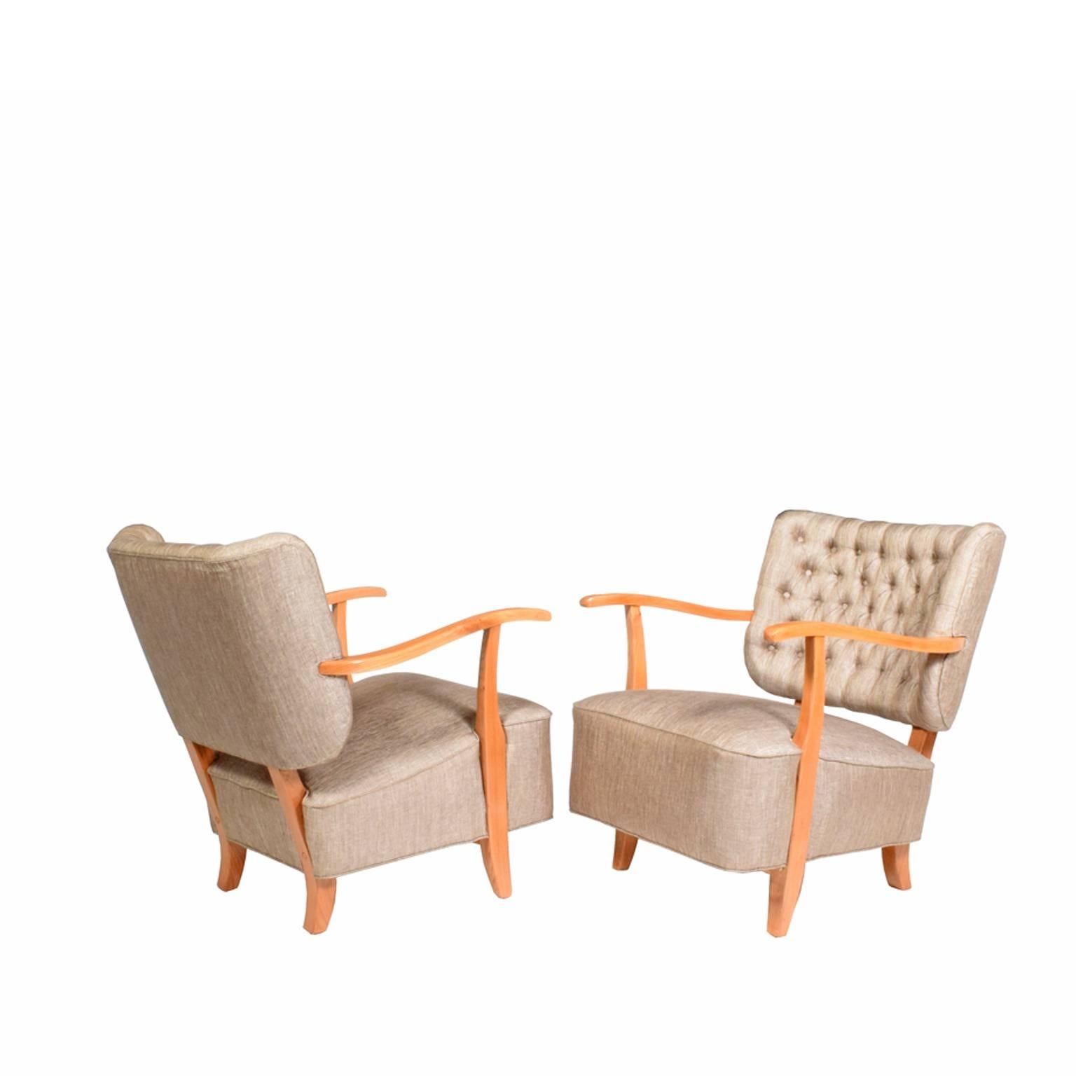 Scandinavian Modern 1940s Scandinavian Easy Chairs in the Manner of Fritz Hansen