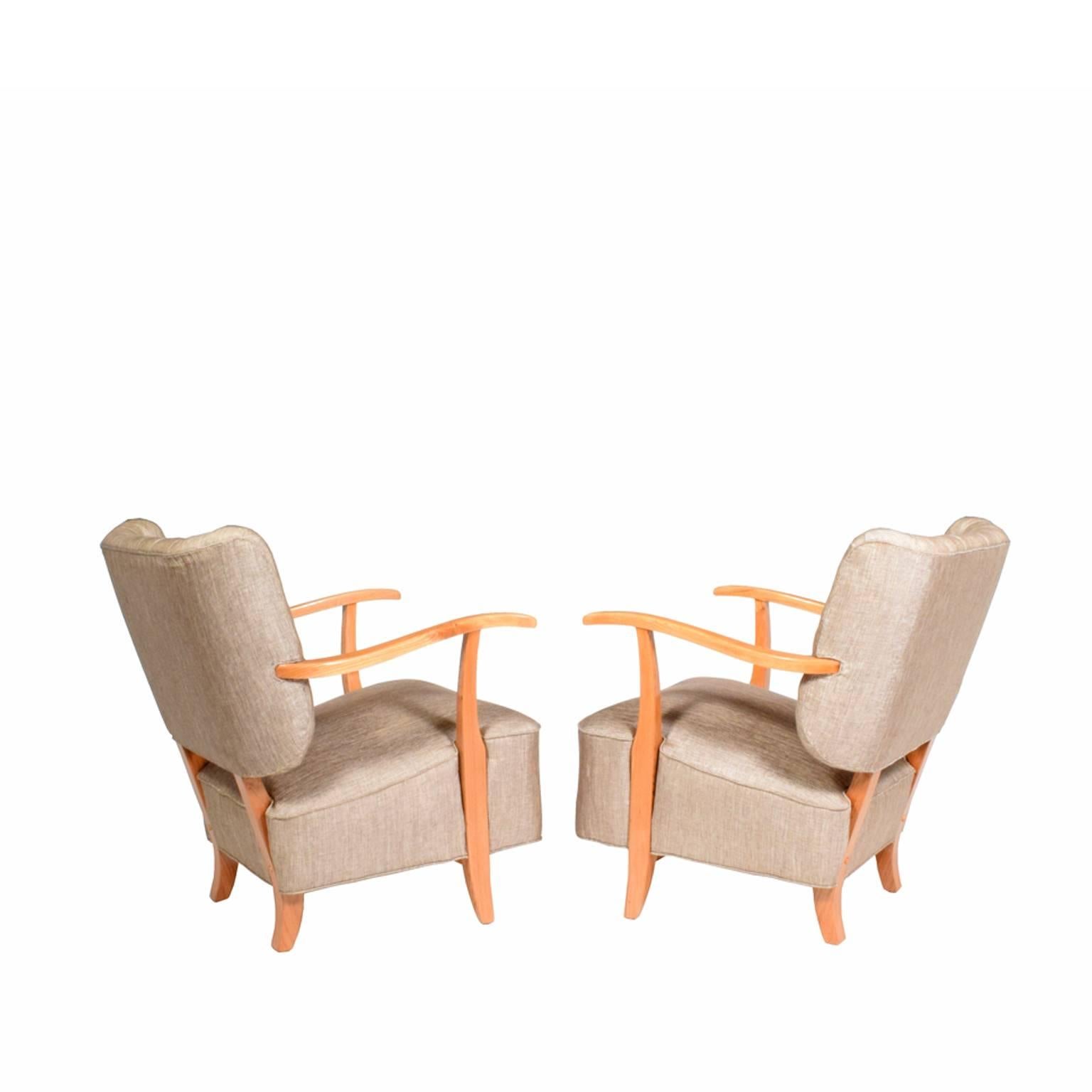 Mid-20th Century 1940s Scandinavian Easy Chairs in the Manner of Fritz Hansen