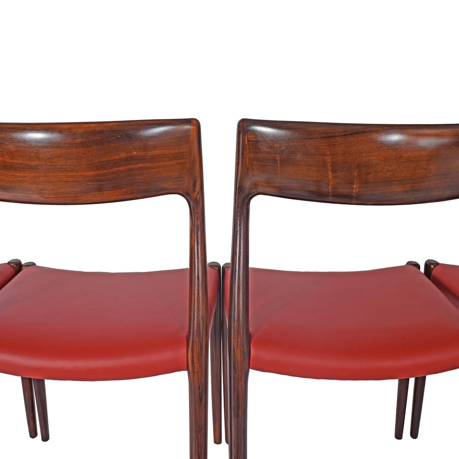 Set of Eight Rosewood Chairs by Niels O. Møller for J. L. Møller In Excellent Condition In Hudson, NY