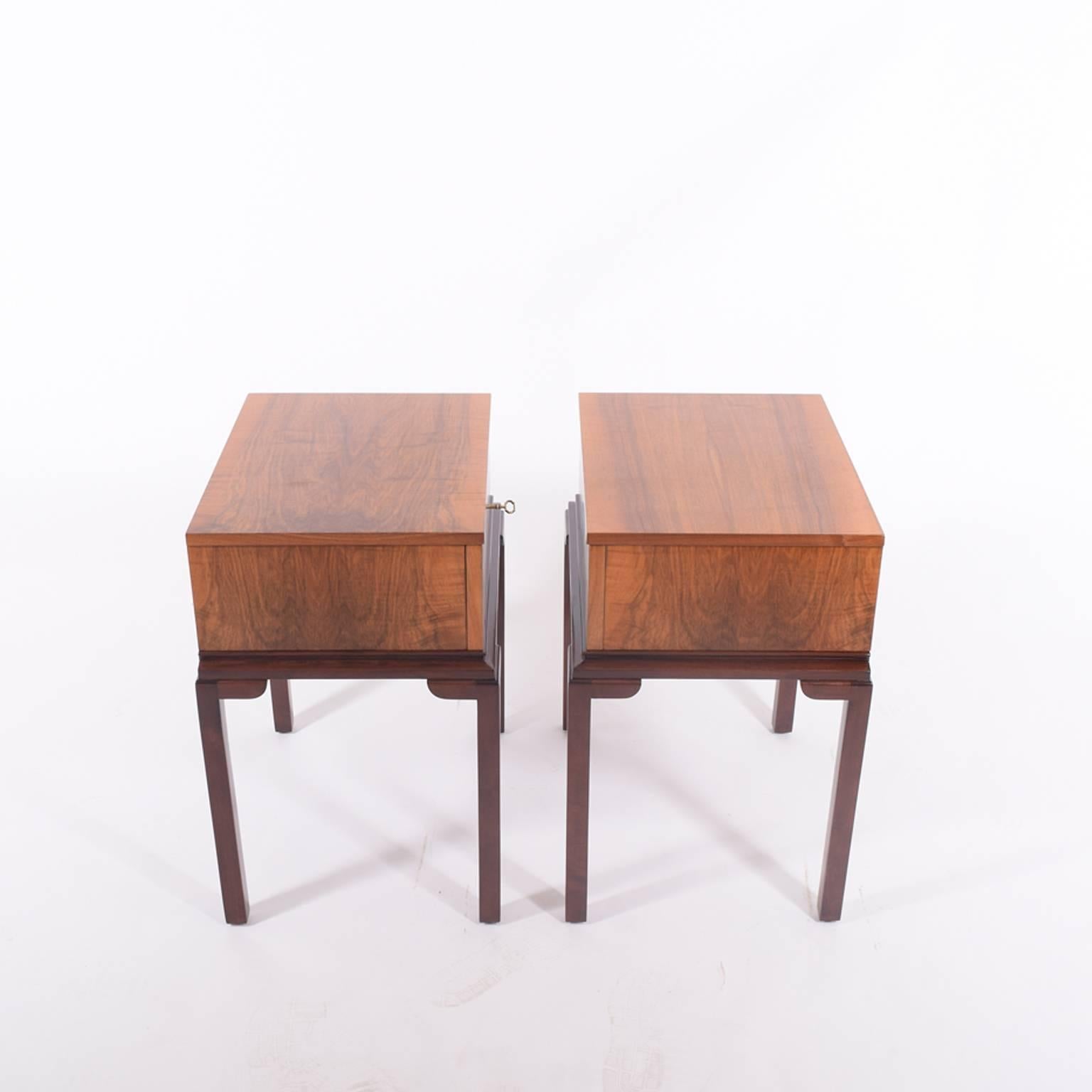 1930s Scandinavian Art Deco Nightstands or Side Tables In Good Condition In Hudson, NY