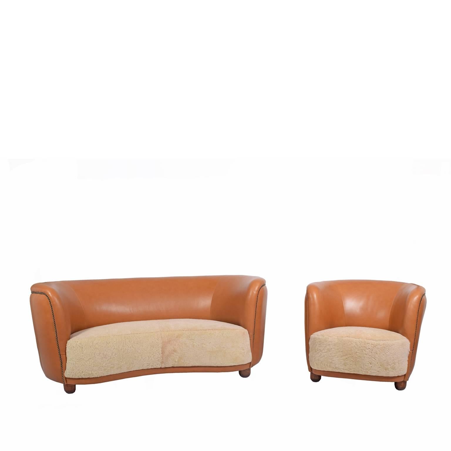 1940s Sofa and Chair by Flemming Lassen Attributed
