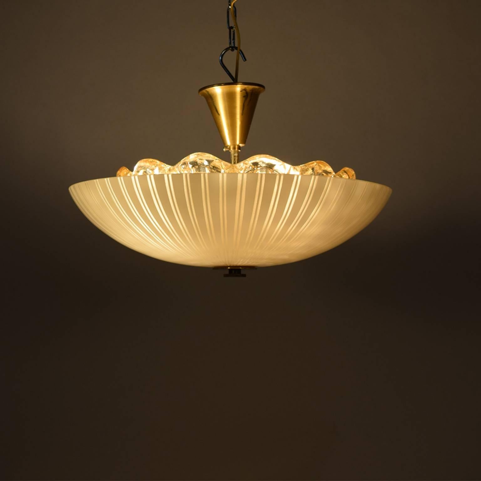 Mid-20th Century 1940s Orrefors Ceiling Lamp