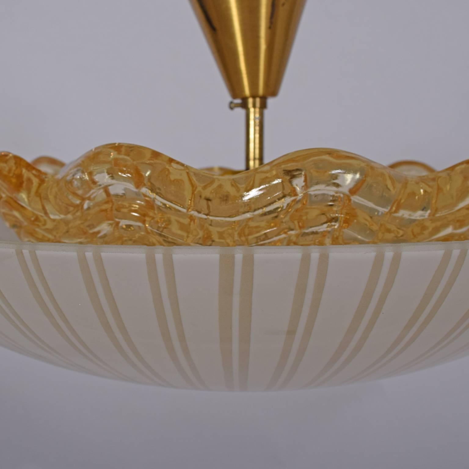 Scandinavian Modern 1940s Orrefors Ceiling Lamp