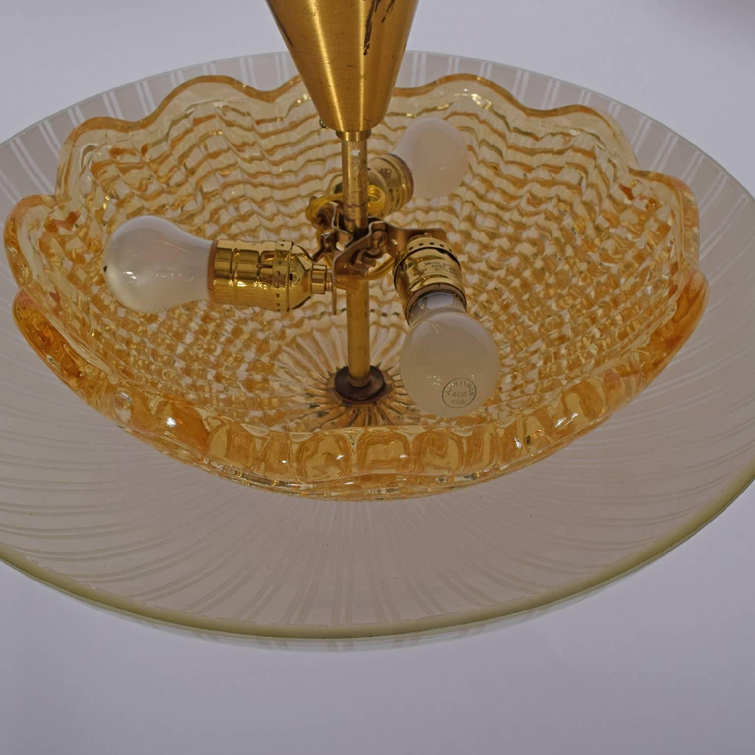 Swedish 1940s Orrefors Ceiling Lamp